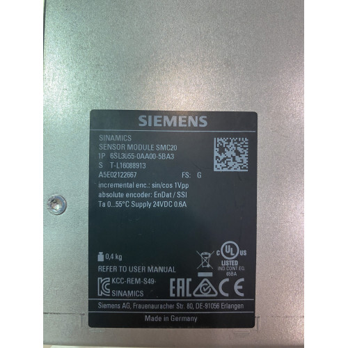 Siemens 6SL3055-0AA00-5BA3 SMC20