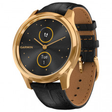 Умные часы Garmin Vivomove Luxe с кожаным ремешком, черный/золотистый