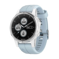 Garmin Fenix 5S Plus белые с голубым ремешком