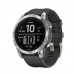 Часы Garmin Fenix 7 серебристый с графитовым силиконовым ремешком