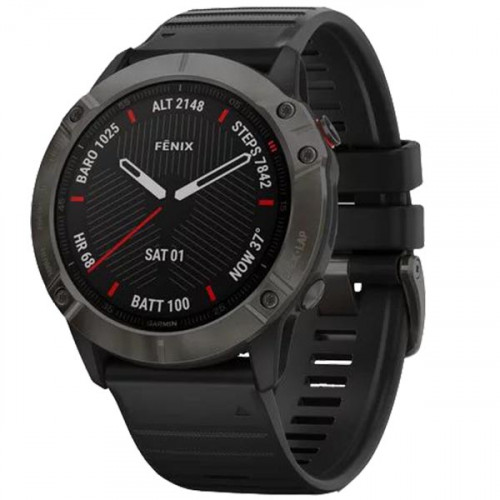 Часы Garmin FENIX 6X Sapphire серый DLC с черным ремешком (010-02157-11)