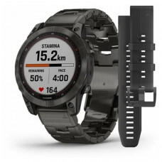 Часы Garmin Fenix 7 Sapphire Solar титановый угольно-серый DLC с угольно-серым титановым DLC браслетом